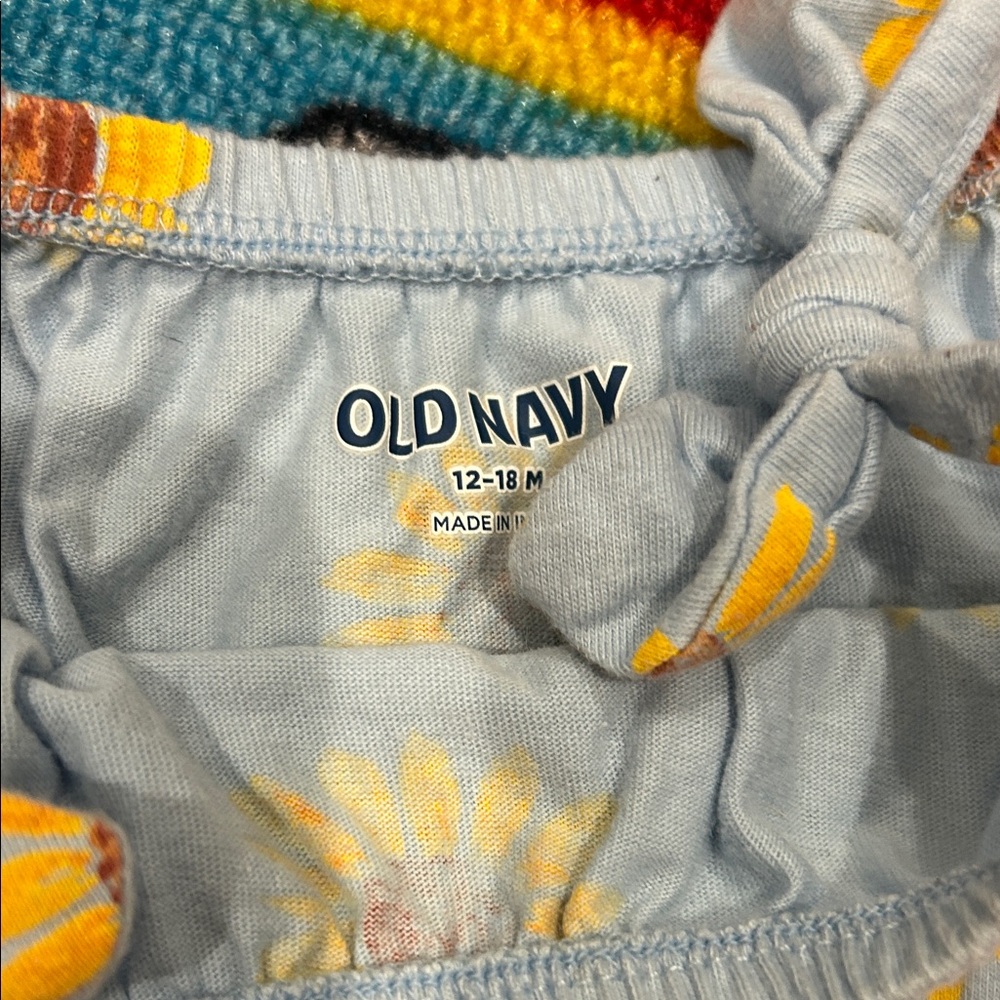 Old Navy Blue Romper with Sunflower Print - Picture 2 of 3